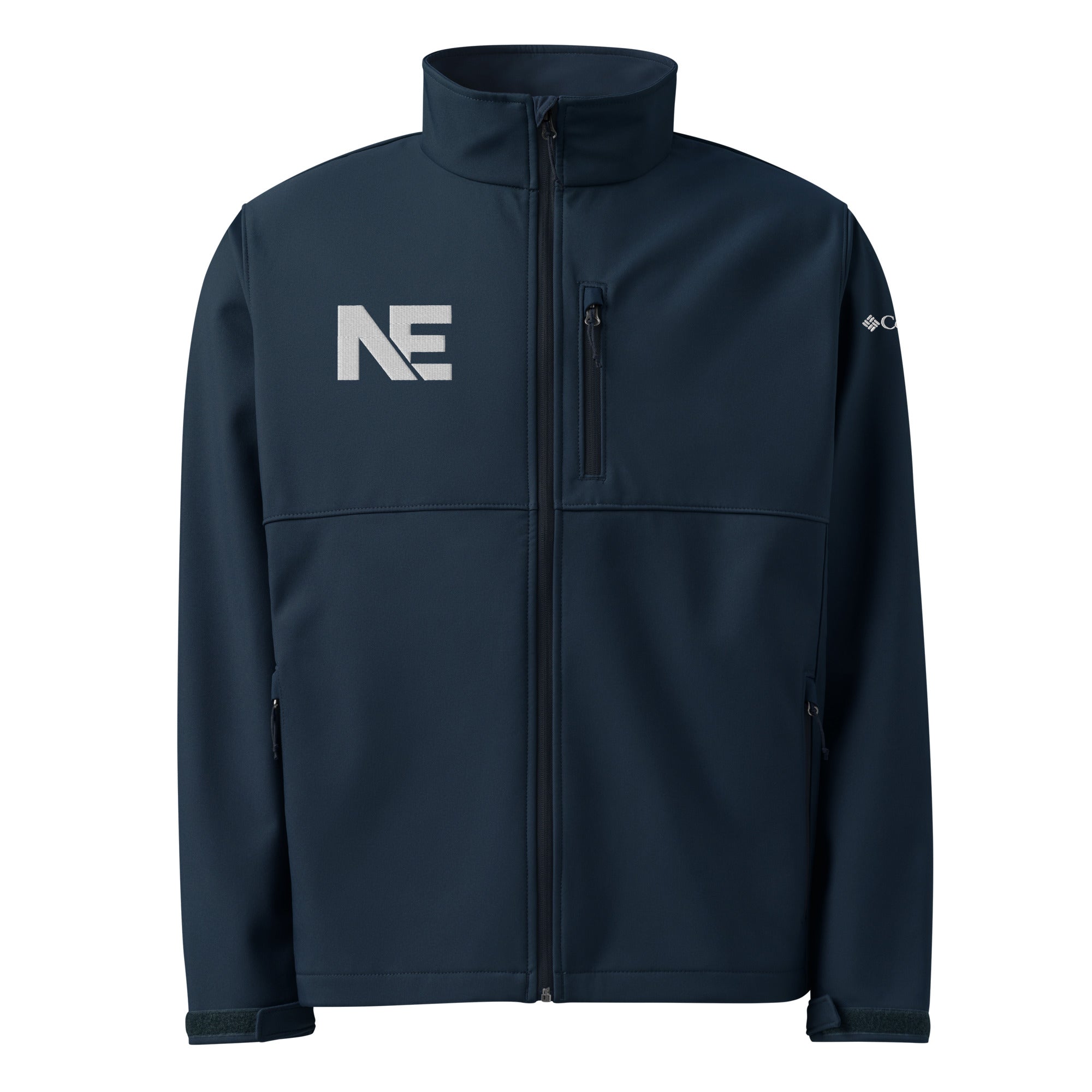 Nicholas Essentials soft shell jacket for all-weather performance in navy color.
