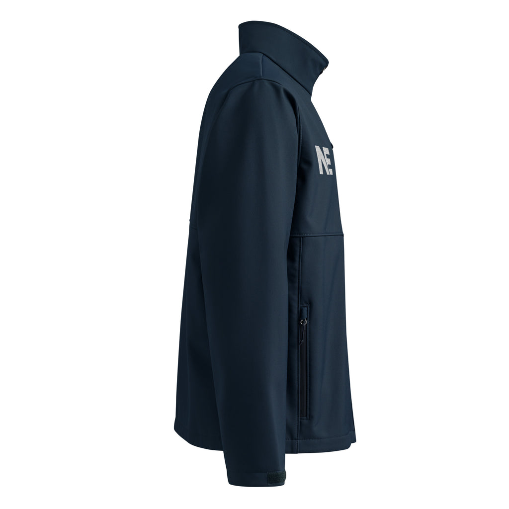 Nicholas Essentials Soft Shell Jacket side view, soft shell jacket for all-weather performance, durable and stylish.
