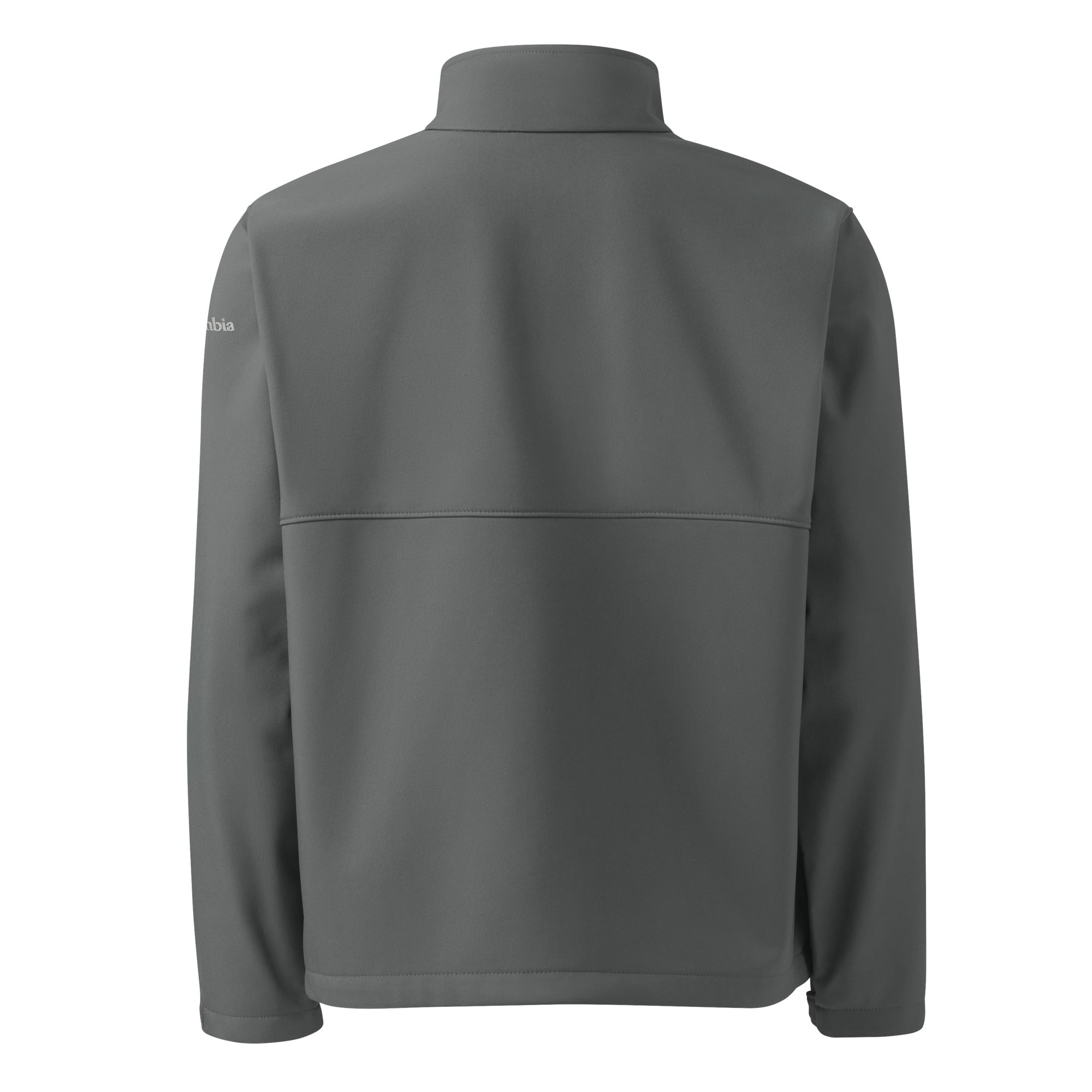 Back view of Nicholas Essentials Soft Shell Jacket, a stylish soft shell jacket for all-weather performance.